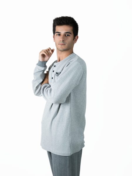 Pijama hombre Interlock pantalón estampado gris