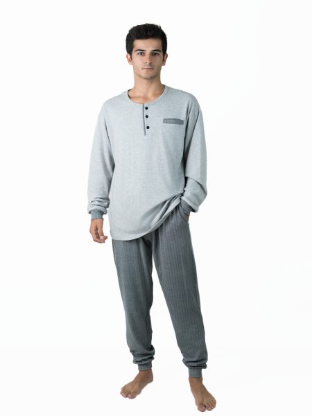 Pijama hombre Interlock pantalón estampado gris