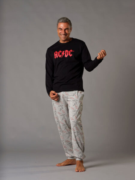 Pijama hombre largo de tejido de punto ACDC