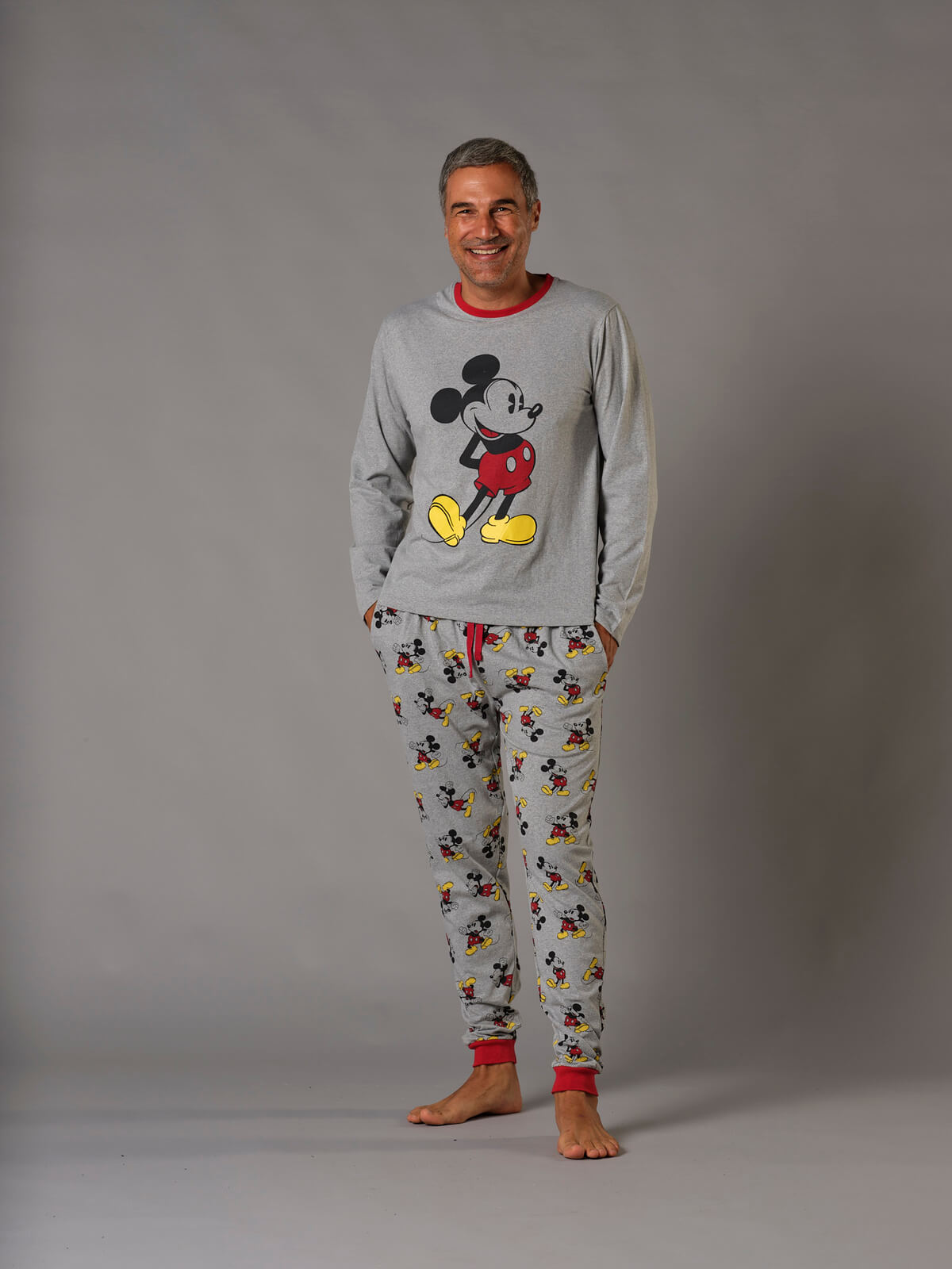 Pijama hombre largo de tejido de punto Mickey Mouse