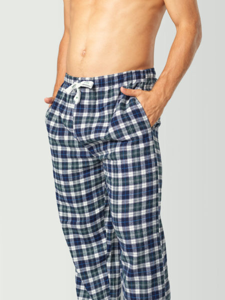 Pantalón de pijama a cuadros azul y blanco para hombre