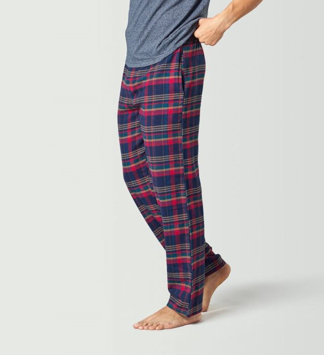 Pantalón de pijama largo a cuadros azul y rojo para hombre