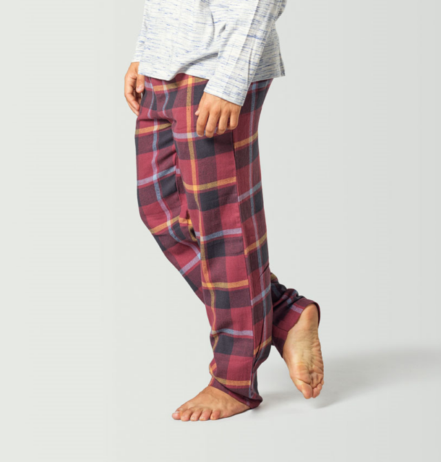 Pantalón de pijama para hombre a cuadros rojo y negro