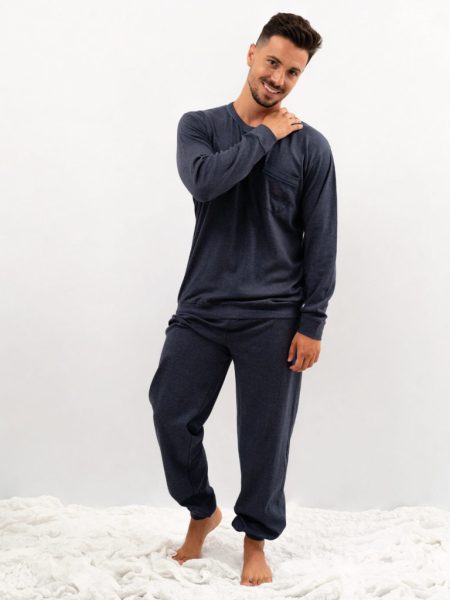 Pijama de hombre algodón básico azul marino