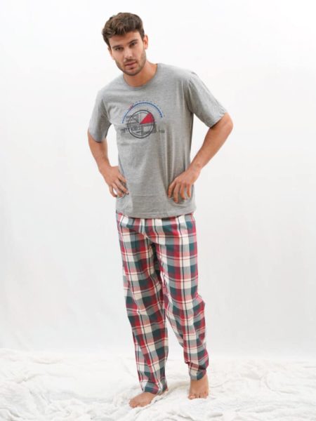 Pijama hombre pantalón largo y cuadro escocés