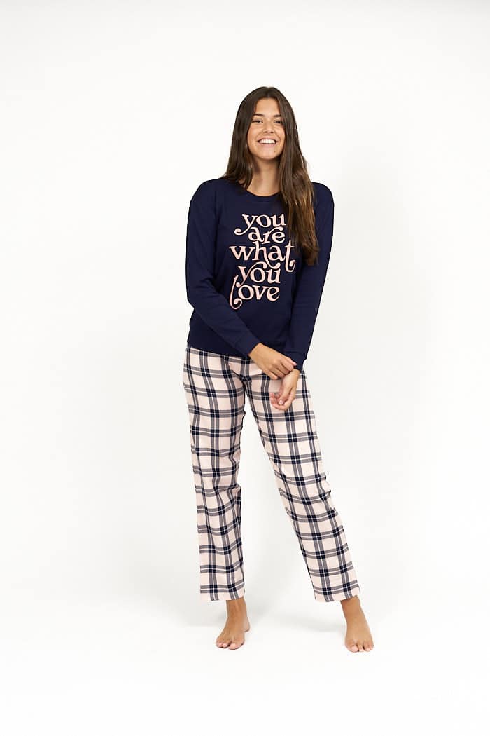 Pijama De Mujer Algodón Combinado Con Cuadros Pijamas Babelo 