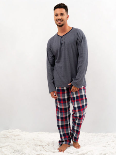 Pijama para hombre de algodón con cuadros
