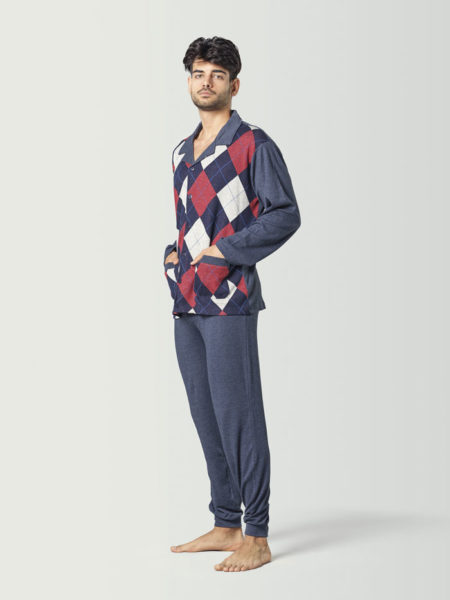Pijama de hombre de invierno estilo clásico en Jacquard
