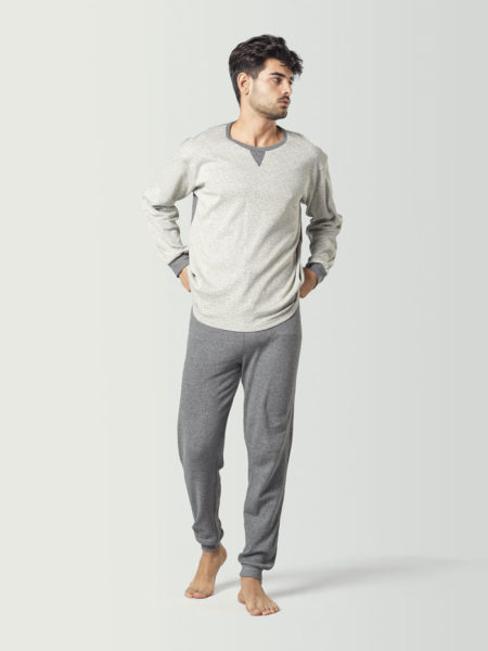 Pijama de hombre de invierno blanco y gris
