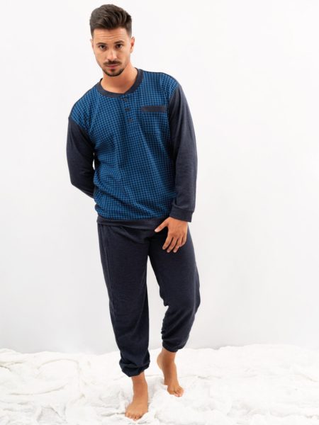Pijama de hombre con estampado azul marino