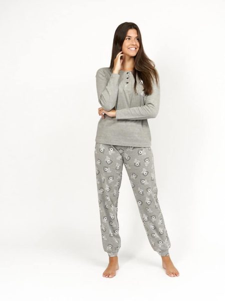 Pijama de invierno para mujer color gris