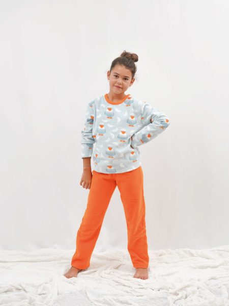 Pijama de niña de invierno con patitos