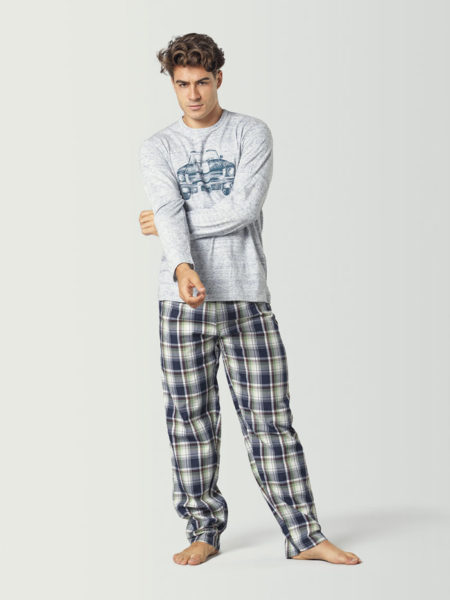 Pijama de entretiempo para hombre estampado coche