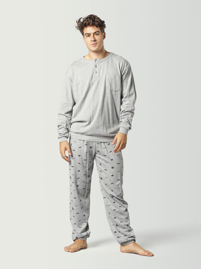 Pijama invierno para hombre color gris