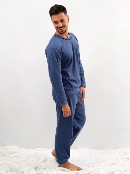 Pijama para hombre algodón básico azul
