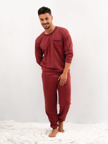 Pijama para hombre algodón básico rojo