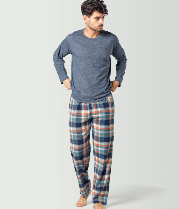 Pantalón de pijama para hombre, a cuadros, 100% algodón, pantalones de  pijama ligeros, con bolsillos con cordón