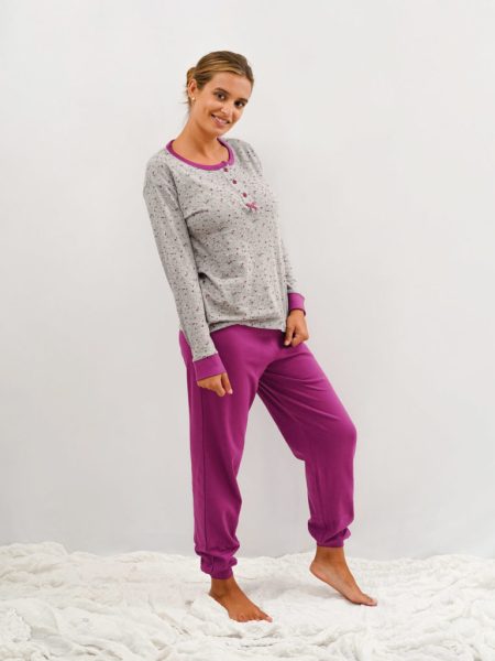 Pijama para mujer de algodón morado