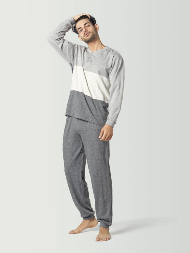 pijama en tonos grises para hombre
