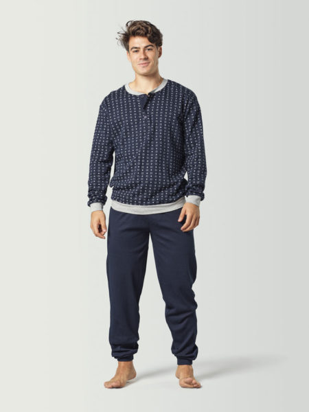 Pijama para hombre combinado azul marino